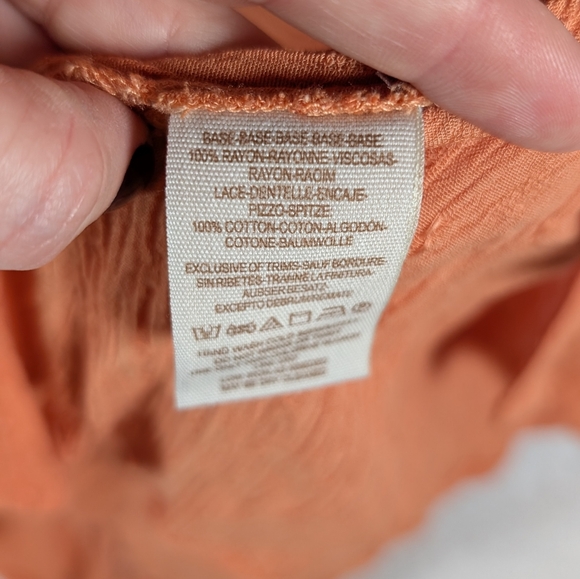 Free People Women's Orange Button-Up Top Oversize - Picture 6 of 9